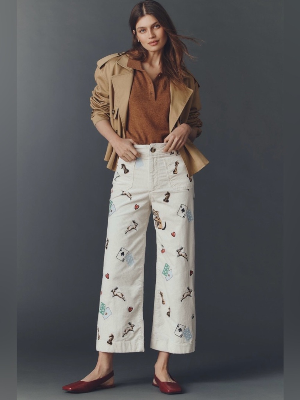 Maeve by Anthropologie Cropped Wide-Leg Corduroy Pants